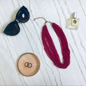 📿Magenta Beaded Statement Necklace